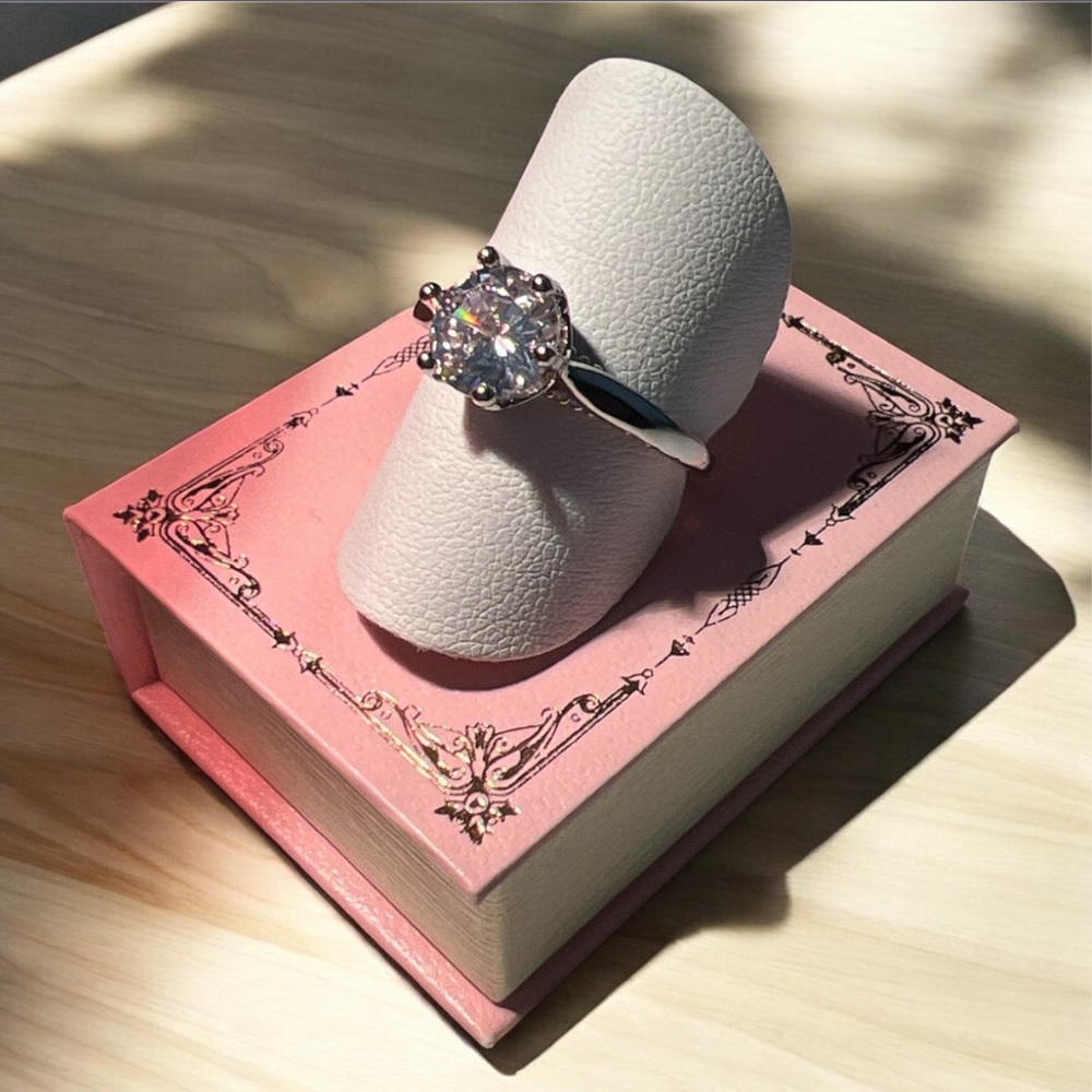 18K White GP Sparkling CZ Solitaire